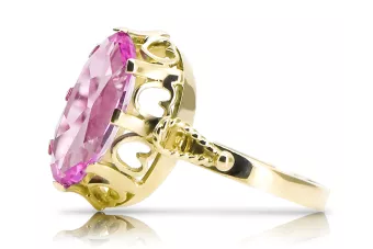 14K жълто злато Аметист Пръстен Винтидж vrc134y